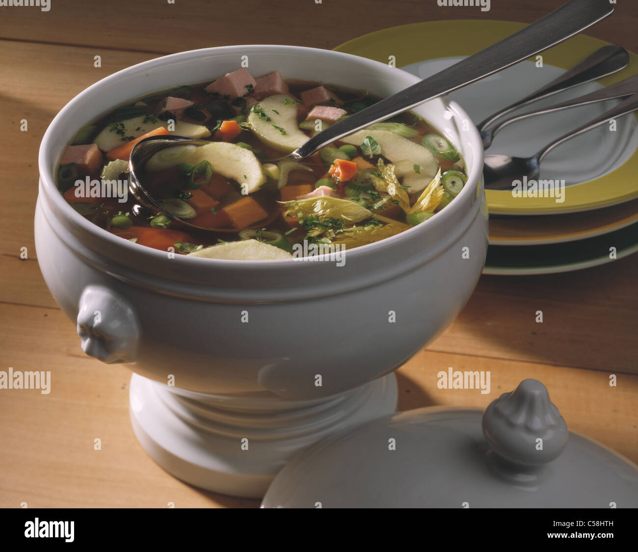 Smoked pork chop - vegetable soup Stock Photo - Alamy