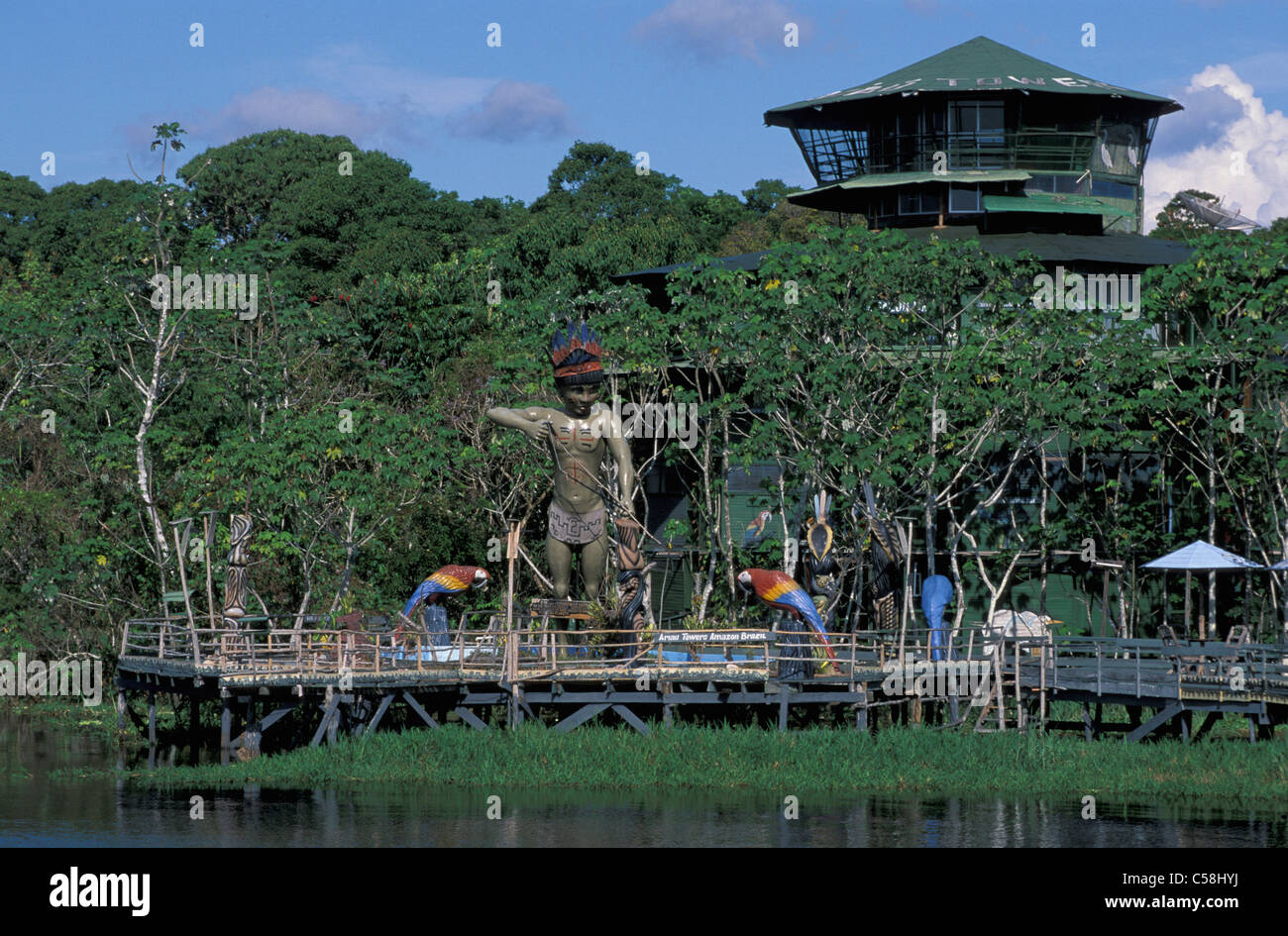 Ariau Amazon, Towers, Lodge, Rio Negro, near Manaus, Amazon, Brazil, South America, river Stock Photo