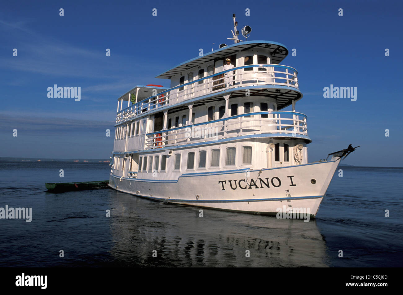 Boat, Rio Negro, near Manaus, Amazonia, Brazil, South America, river, cruise Stock Photo