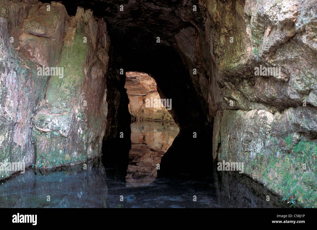 Cavern, Chapada dos Guimares, Mato Grosso, Brazil, South America, cave, water Stock Photo