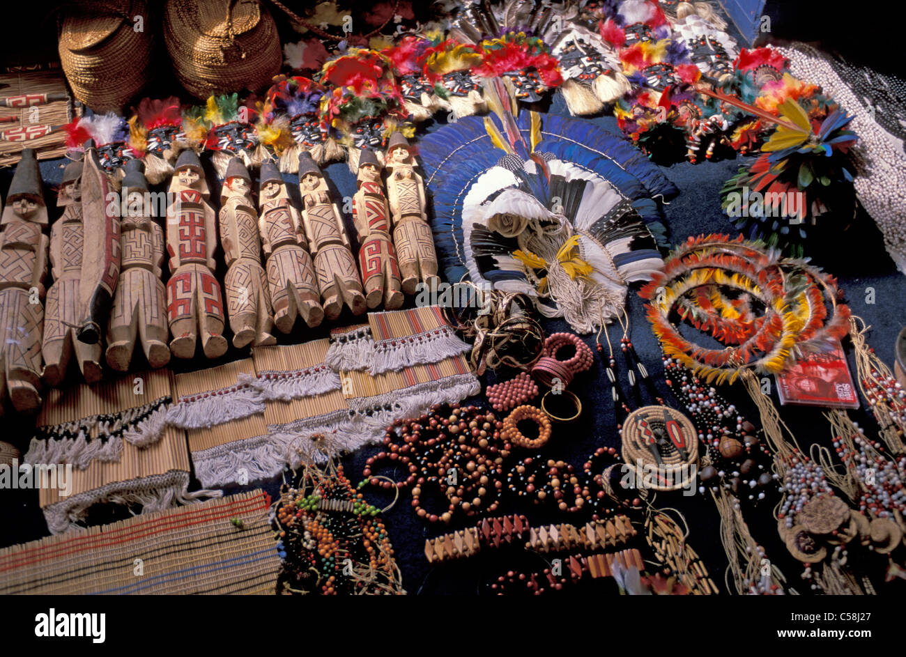 Indian Crafts, Market, Brasilia, Brazil, South America, souvenirs Stock Photo