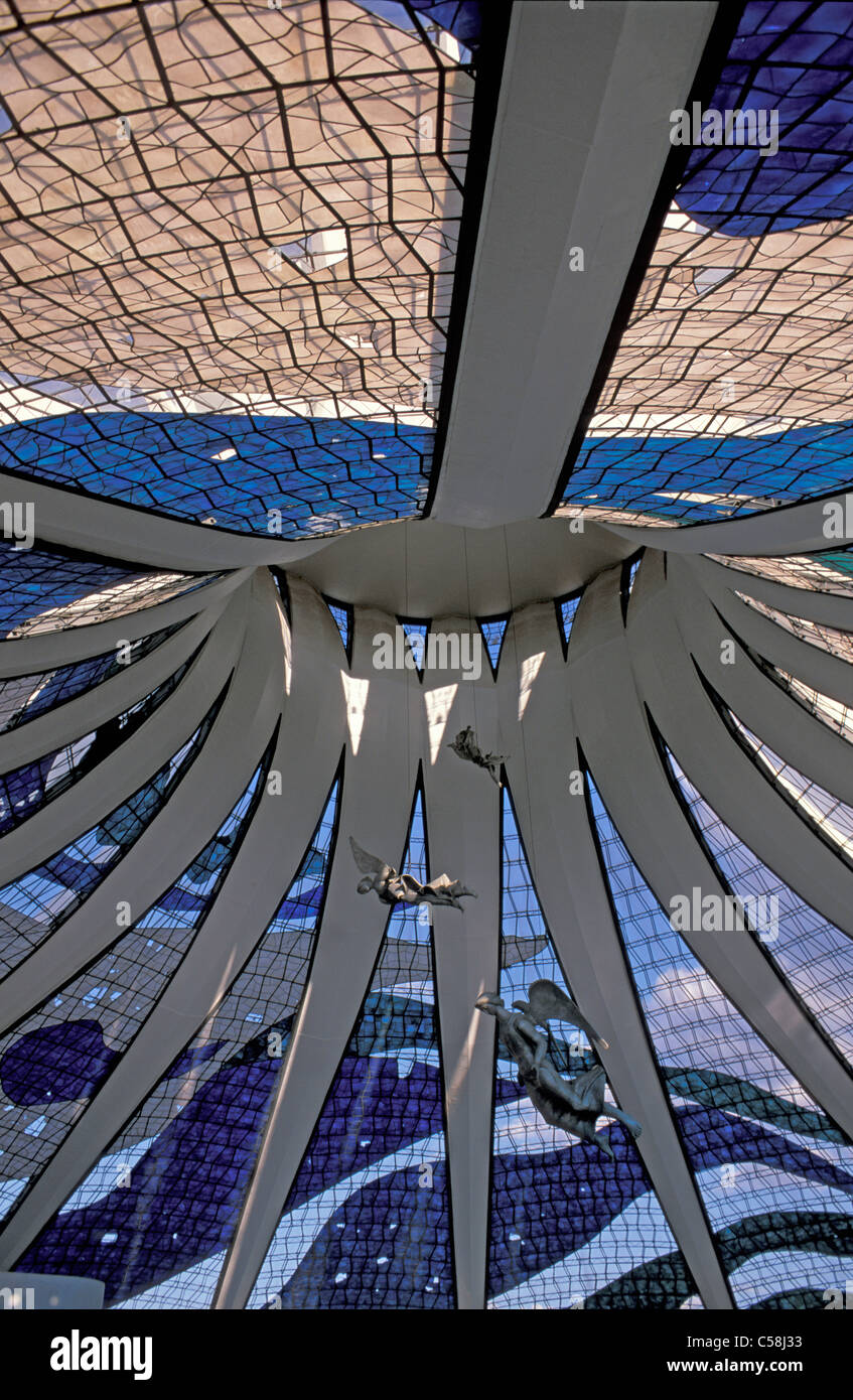 Cathedral, Brasilia, Brazil, South America, inside, roof, architecture Stock Photo