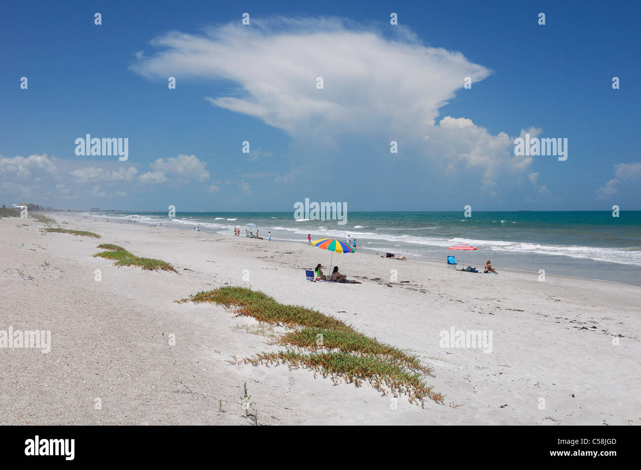 White sand Beach, Indiatlantic-Melbourne Beach, Florida, USA, United States, America, beach, sand, sea Stock Photo