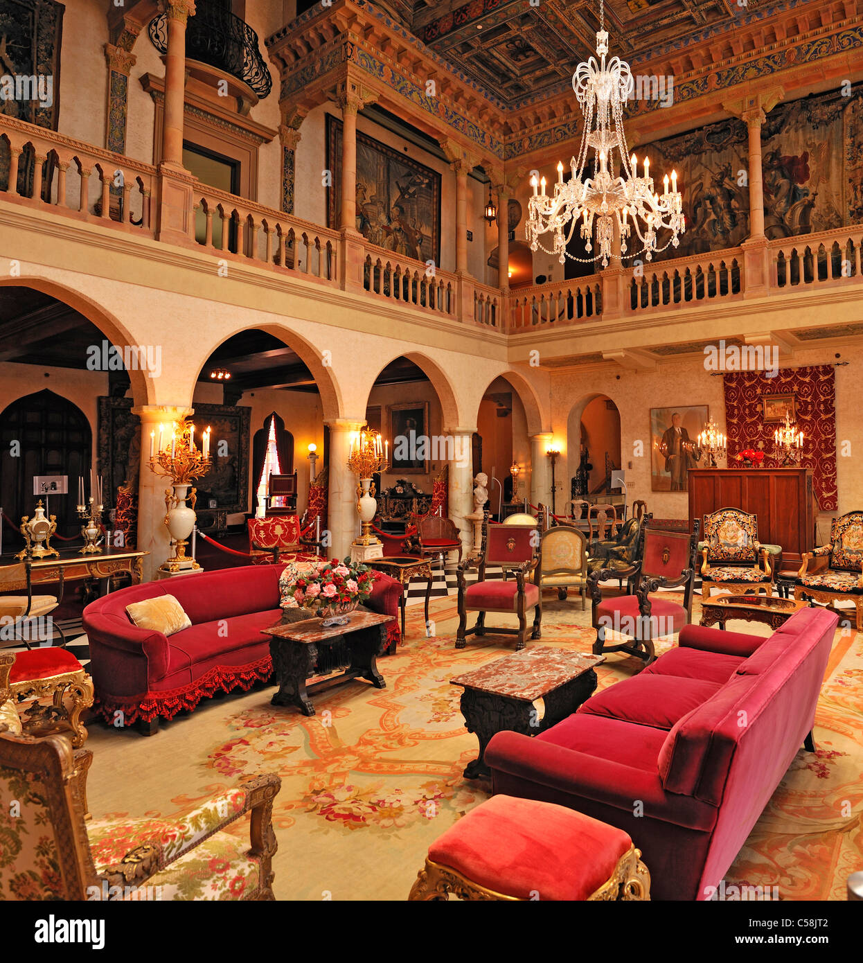 The Court, Interior, The Ringling Mansion, Ca D'Zan, John and Mable Ringling, Museum, Sarasota, Florida, USA, United States, Ame Stock Photo