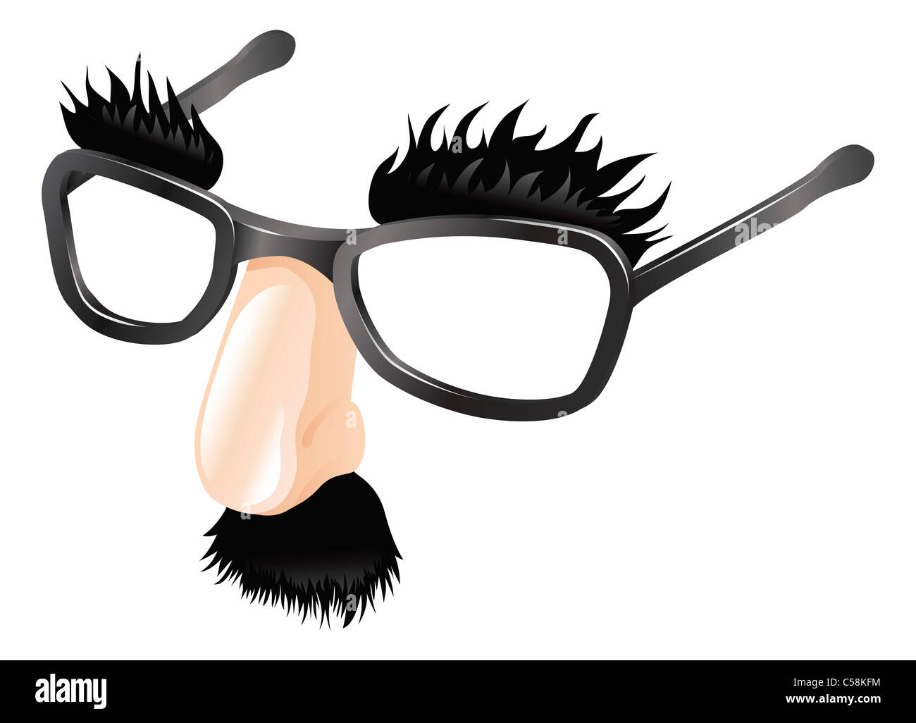 Funny disguise, comedy fake nose moustache, eyebrows and glasses. Stock Photo
