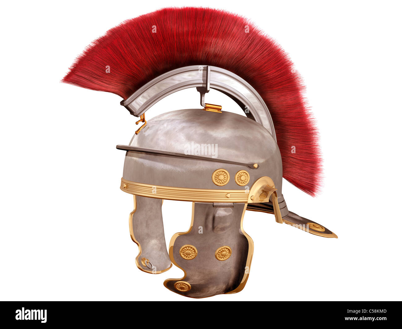 Isolated illustration of a Roman Helmet with a scarlet plume Stock Photo