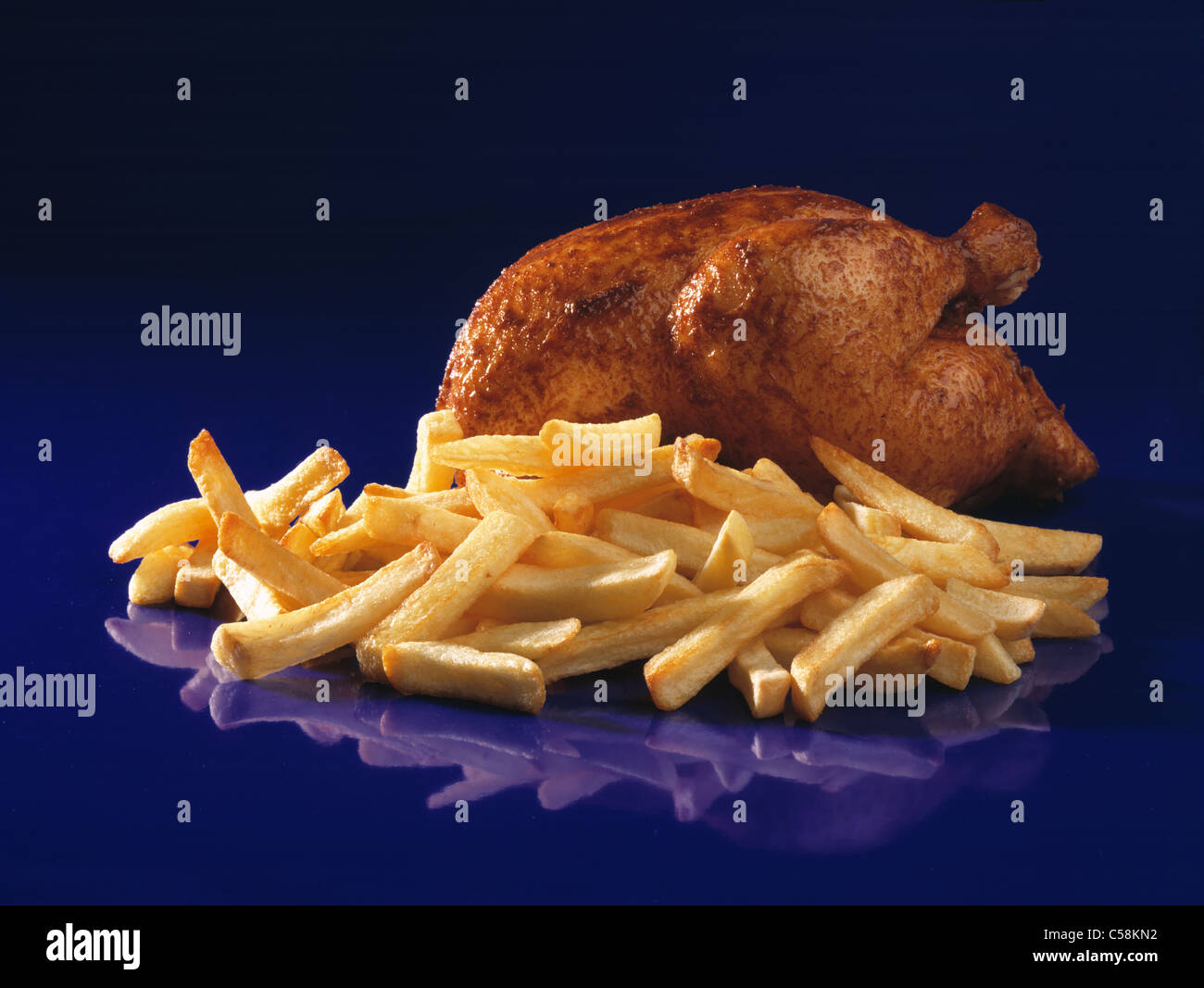 Cut out: Fried chicken and french fries Stock Photo