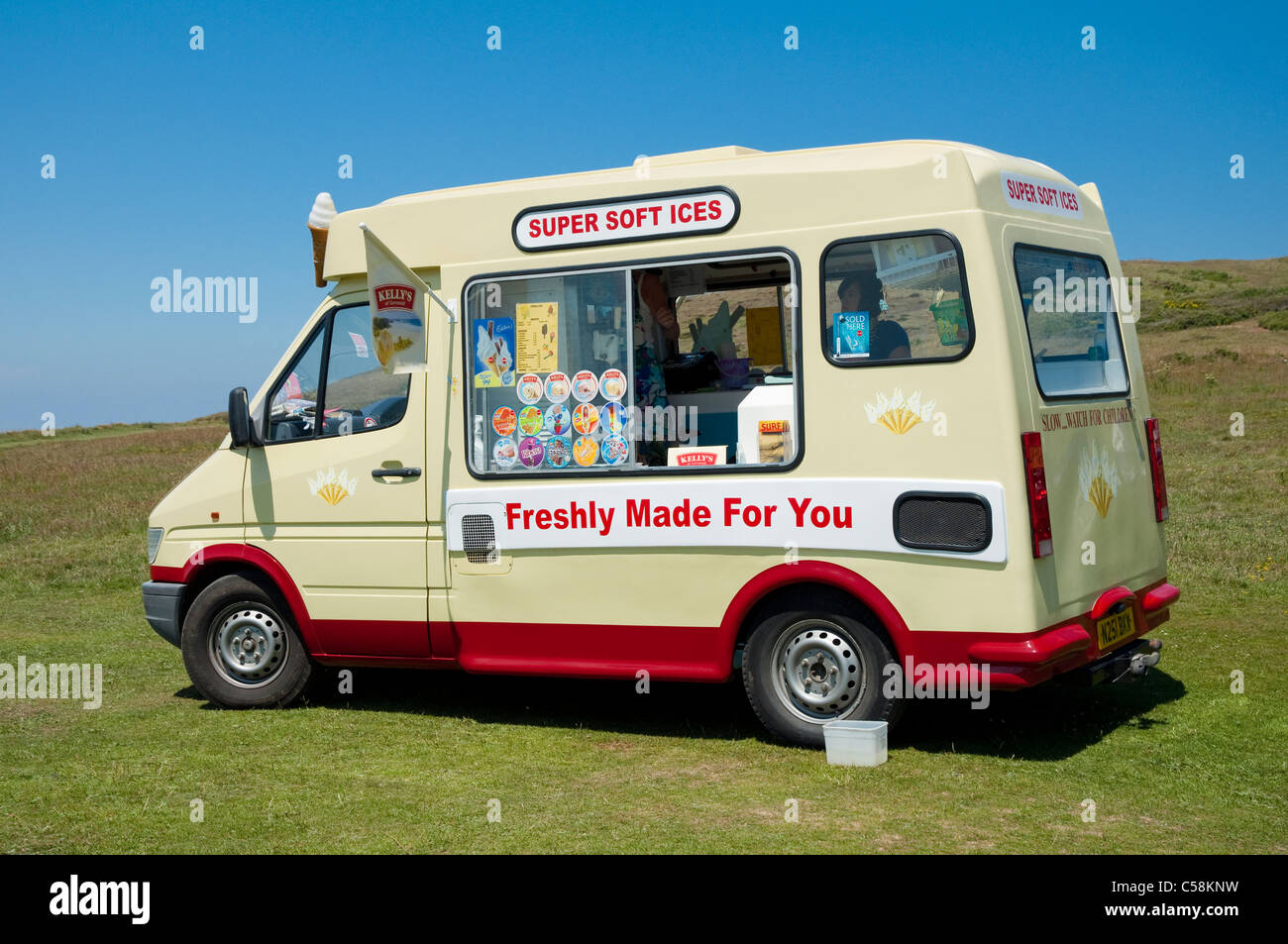 Ice cream van, Cornwall, UK. Stock Photo