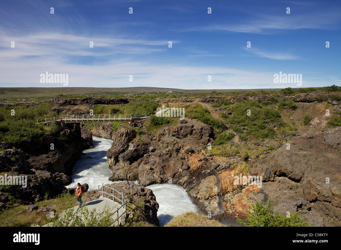 Barnafossar in Husafell, Iceland - Tourist attraction in south west Iceland Stock Photo