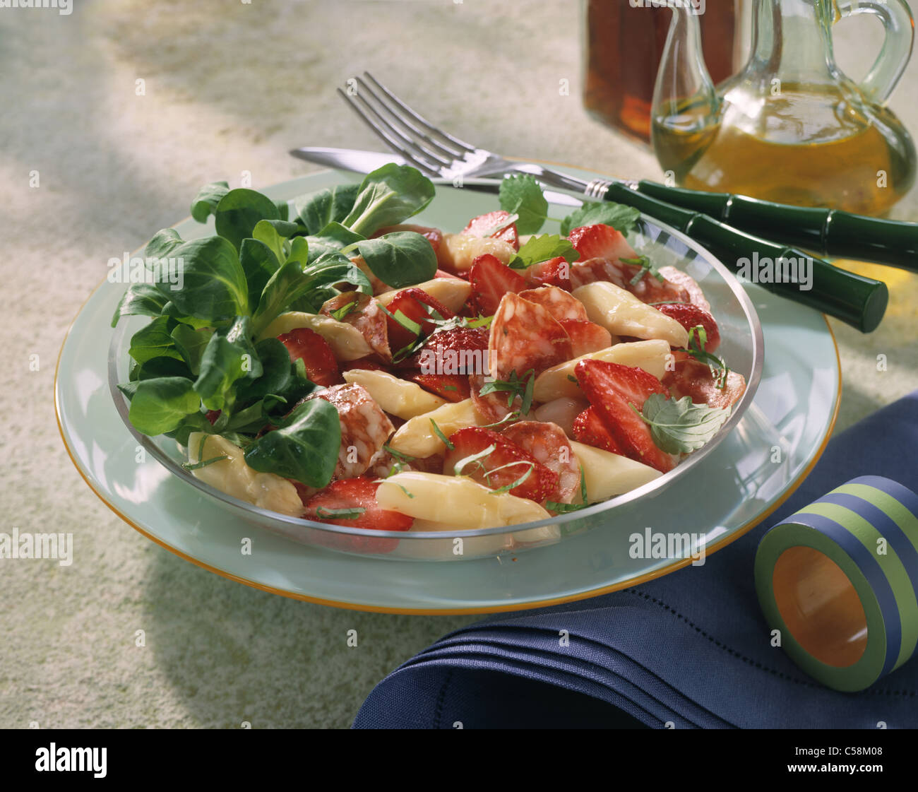 Strawberry - asparagus salad Stock Photo