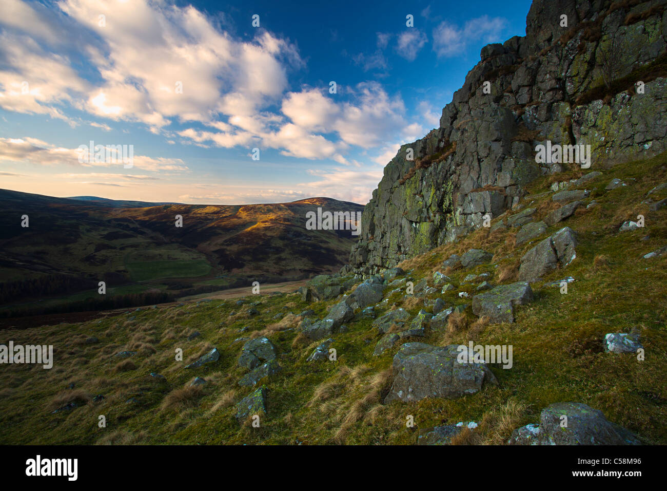 England, Northumberland, Harthope Valley. The Cheviot Hills and the