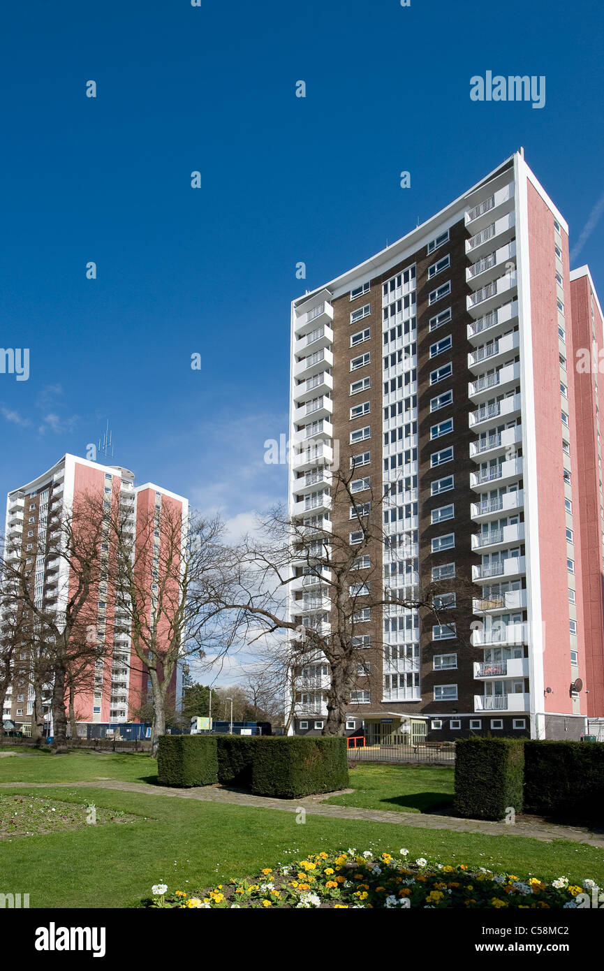 High rise block of flats in a city centre in England Stock Photo Alamy