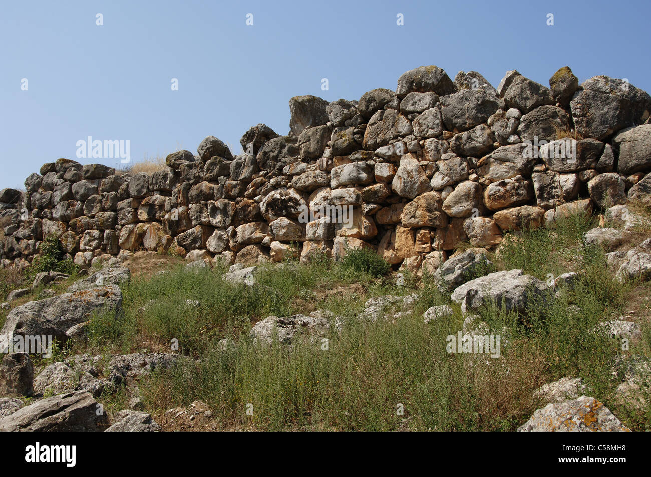 Greece. Tiryns. Mycenaean city (3rd millennium B.C.). Cyclopean wall (1400-1200 B.C.). Peloponnese. Stock Photo
