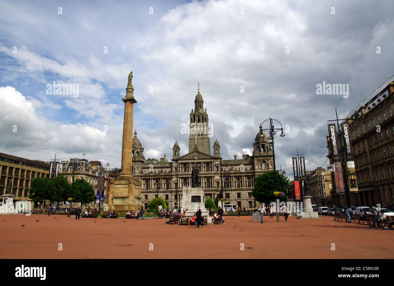 George Square and the City Chambers in Glasgow, Scotland Stock Photo