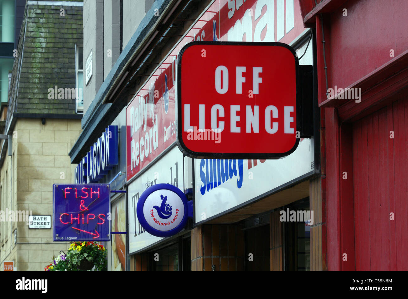 Shop signs in Glasgow Stock Photo