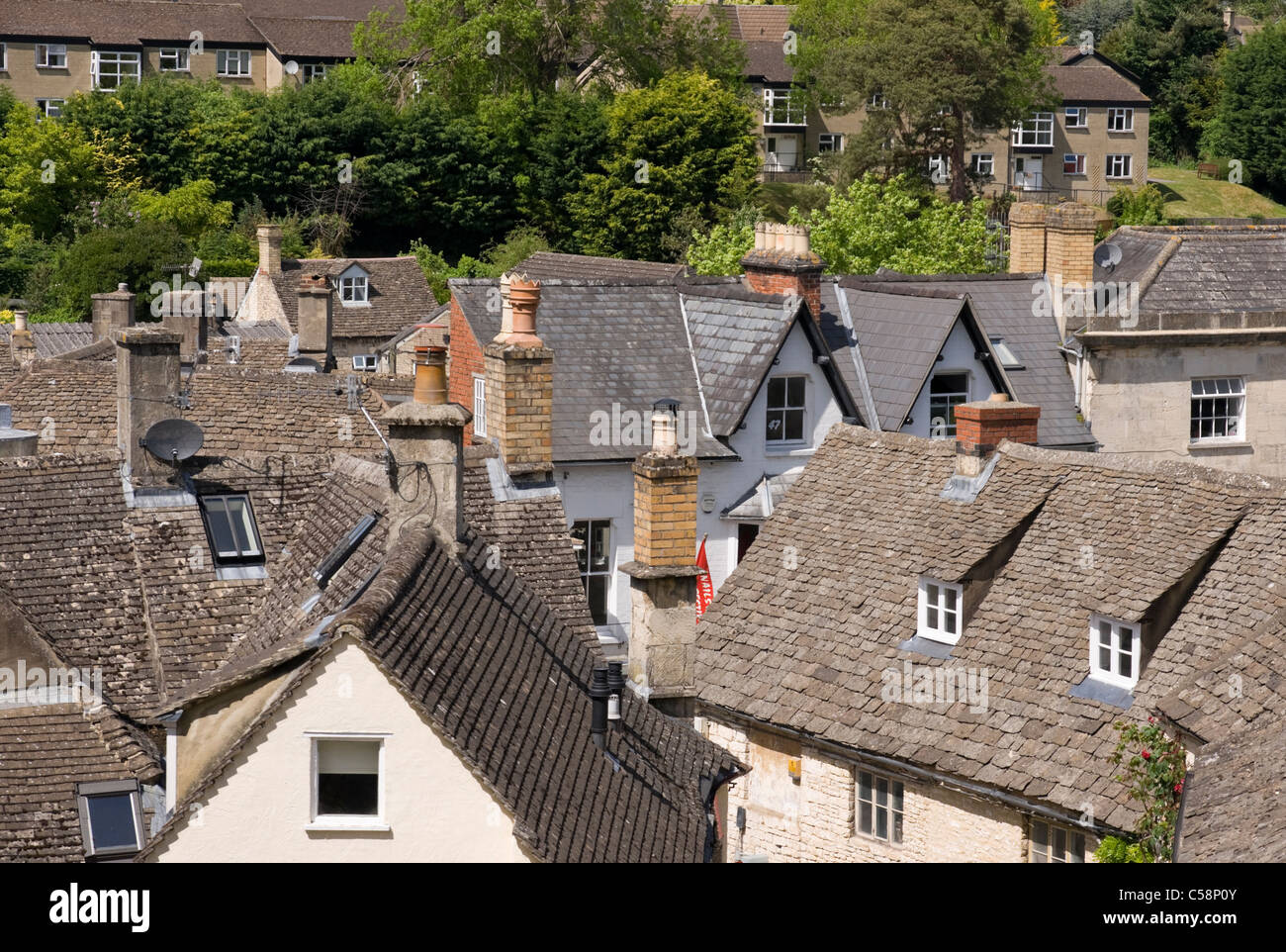 Rooftops in Nailsworth, a Cotswold Town in Gloucestershire England UK Stock Photo