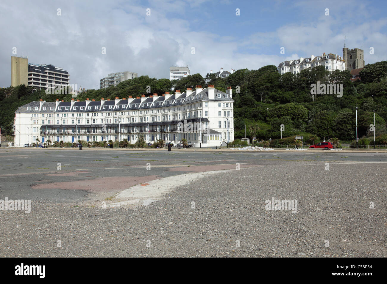 Crescent of terraced houses on Marine Parade Folkestone Stock Photo Alamy