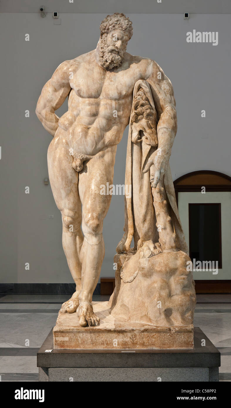 The Farnese Herakles: the hero after his final labor of retrieving the apples of the Hesperides. See description for more info. Stock Photo
