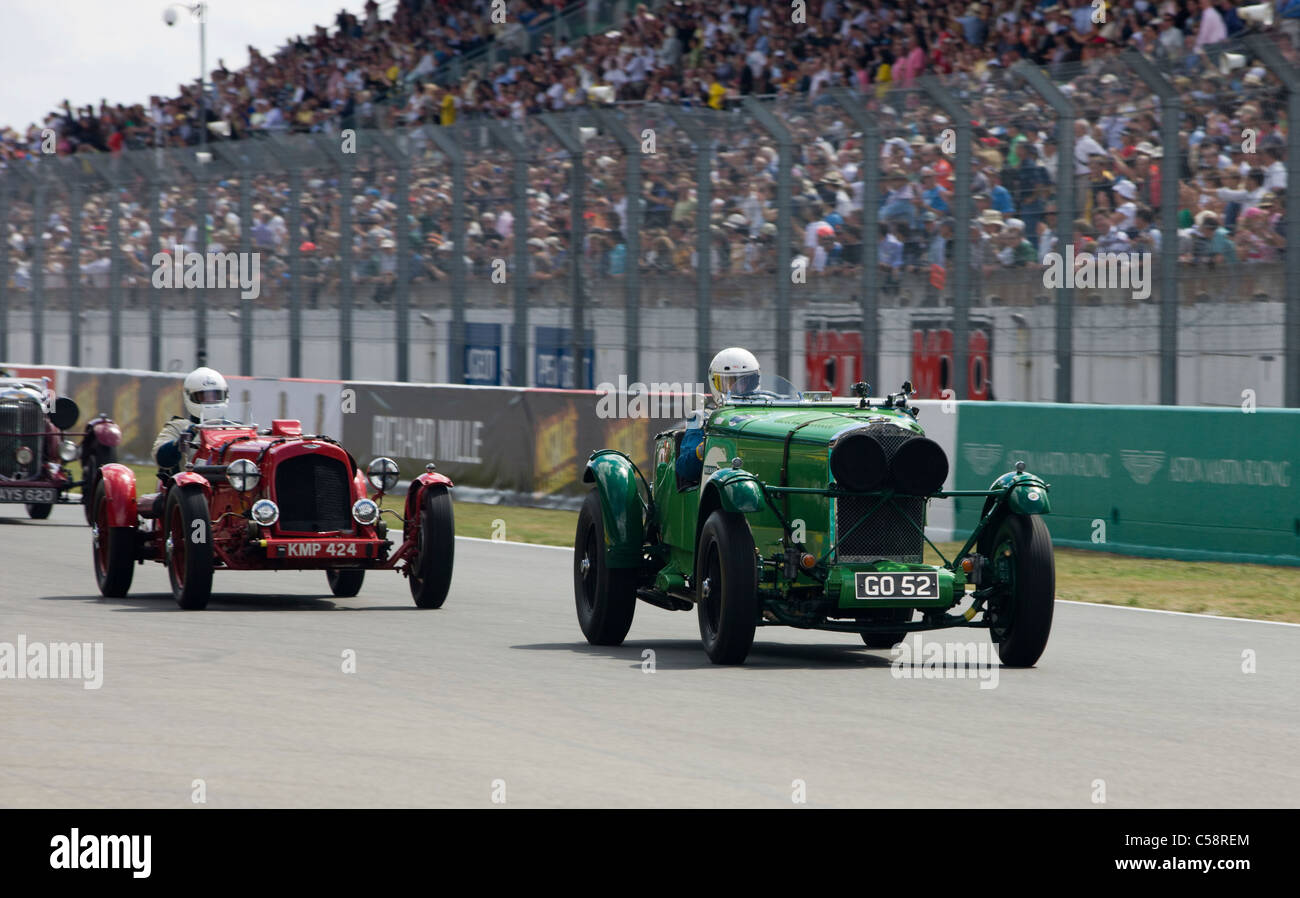 The frantic first lap of the Le Mans Classic Car Race. France Stock