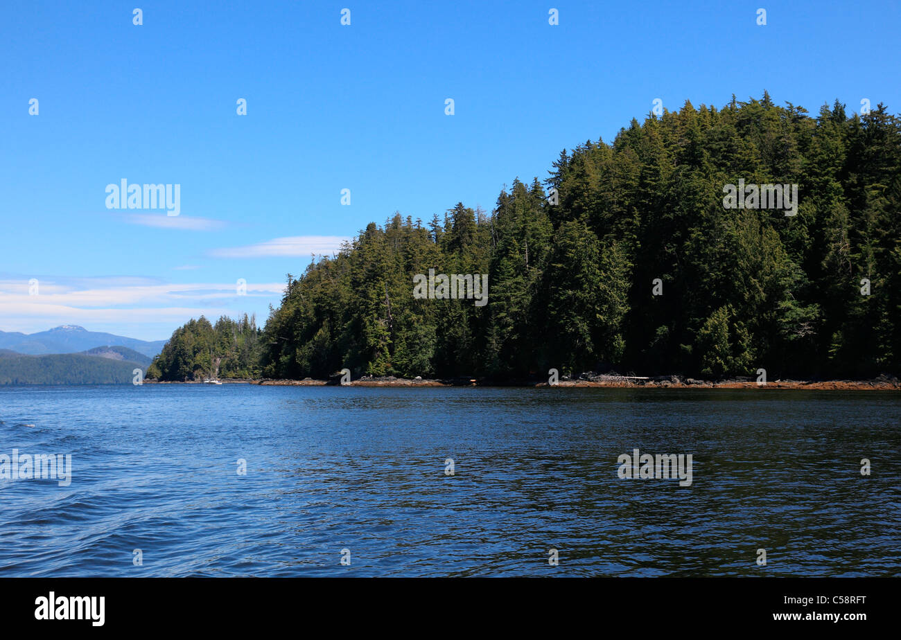 Calm waters of barkley sound in the broken island group on a summer day Stock Photo