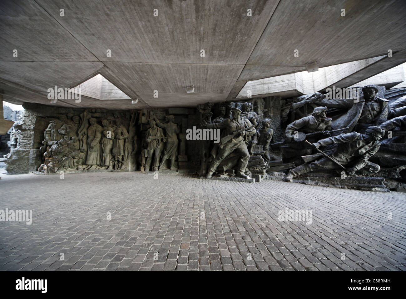 HEROES BATTLE SCULPTURE EUNDER STATUE OF MOTHERLAND KIEV UKRAINE 15 June 2011 Stock Photo