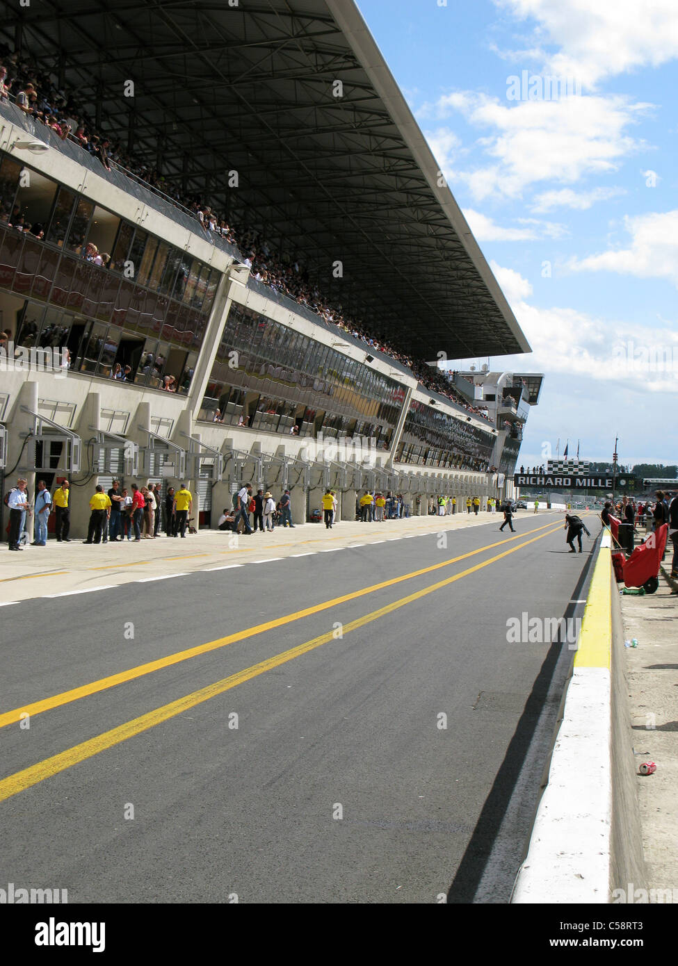 The Le Mans pit lane at the Le Mans 24hr Classic Car Race Stock Photo Alamy