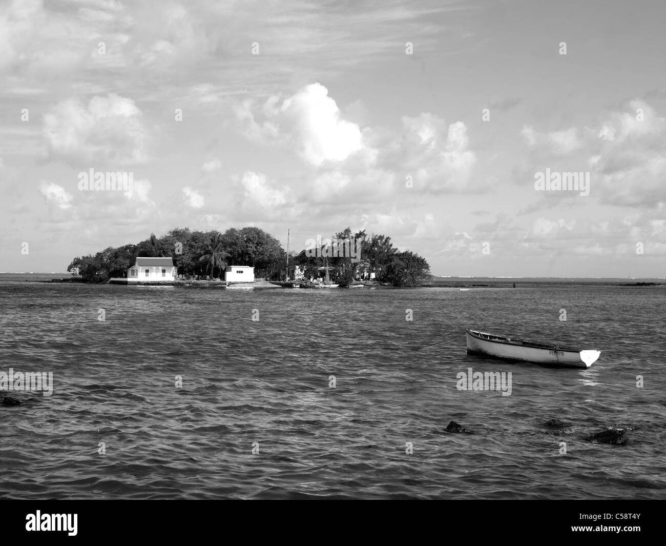 Mahebourg Mauritius Island Indian Ocean and Boat Stock Photo