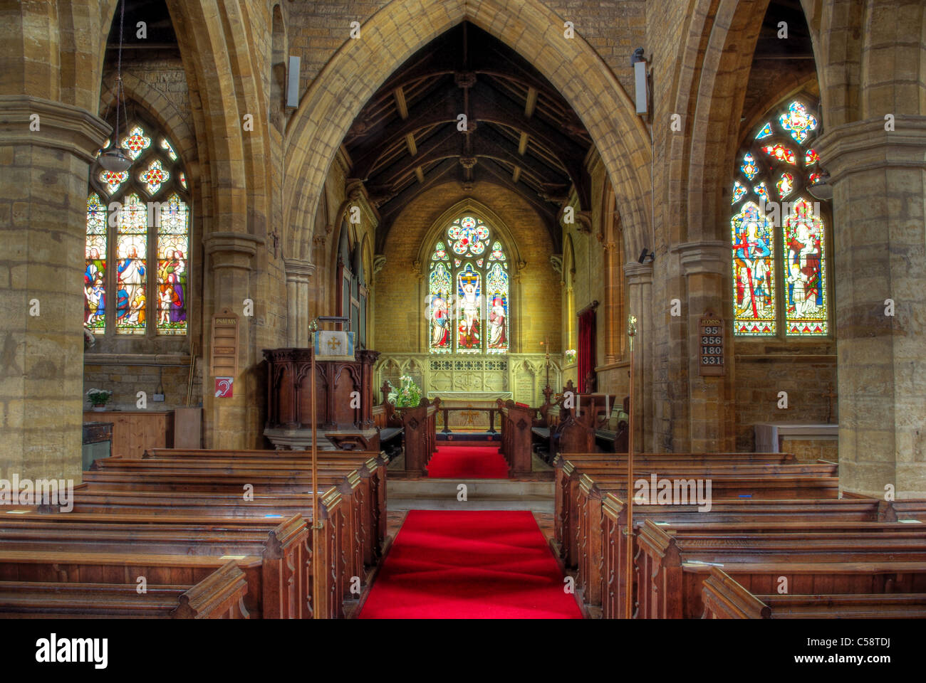 Interior of St Botolph church in the village of Church Brampton, Northamptonshire, UK Stock Photo