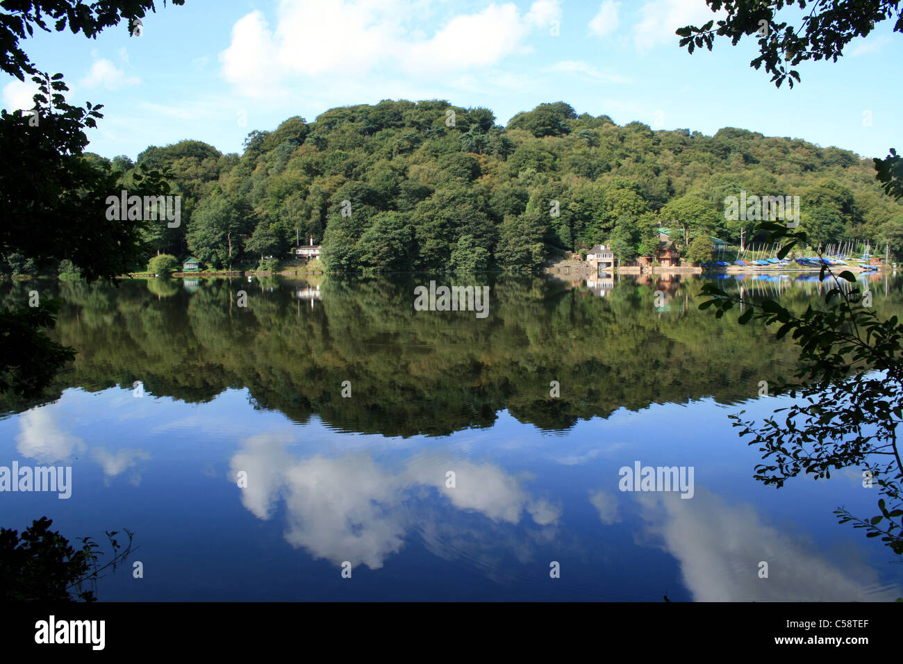 Properties beside Rudyard Lake near Leek Staffordshire England Stock