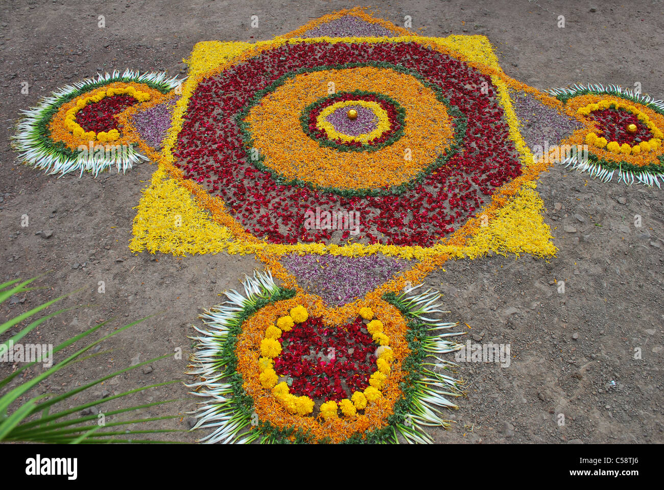 flower rangoli design Stock Photo - Alamy