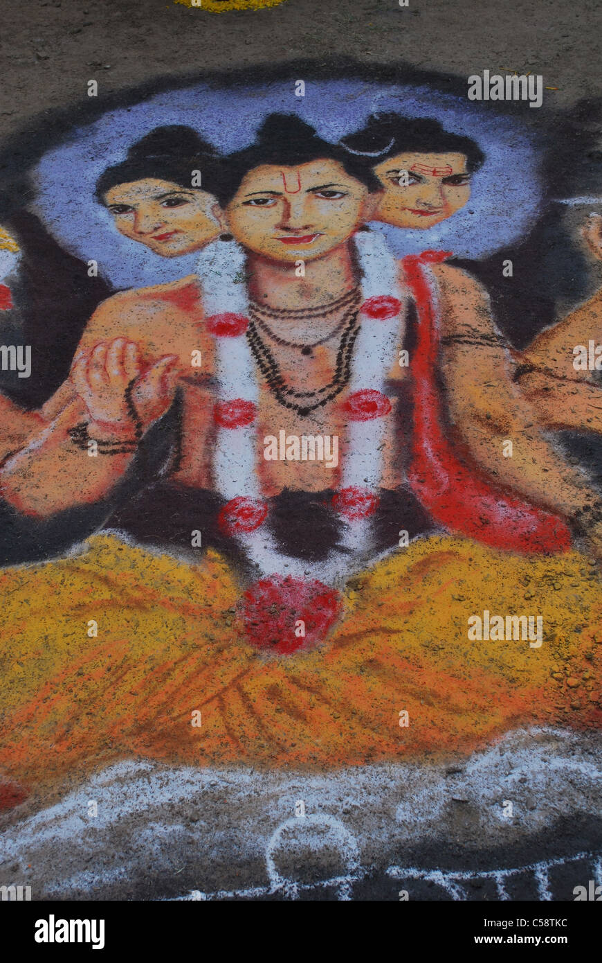 indian ragoli design God guru datta Stock Photo - Alamy