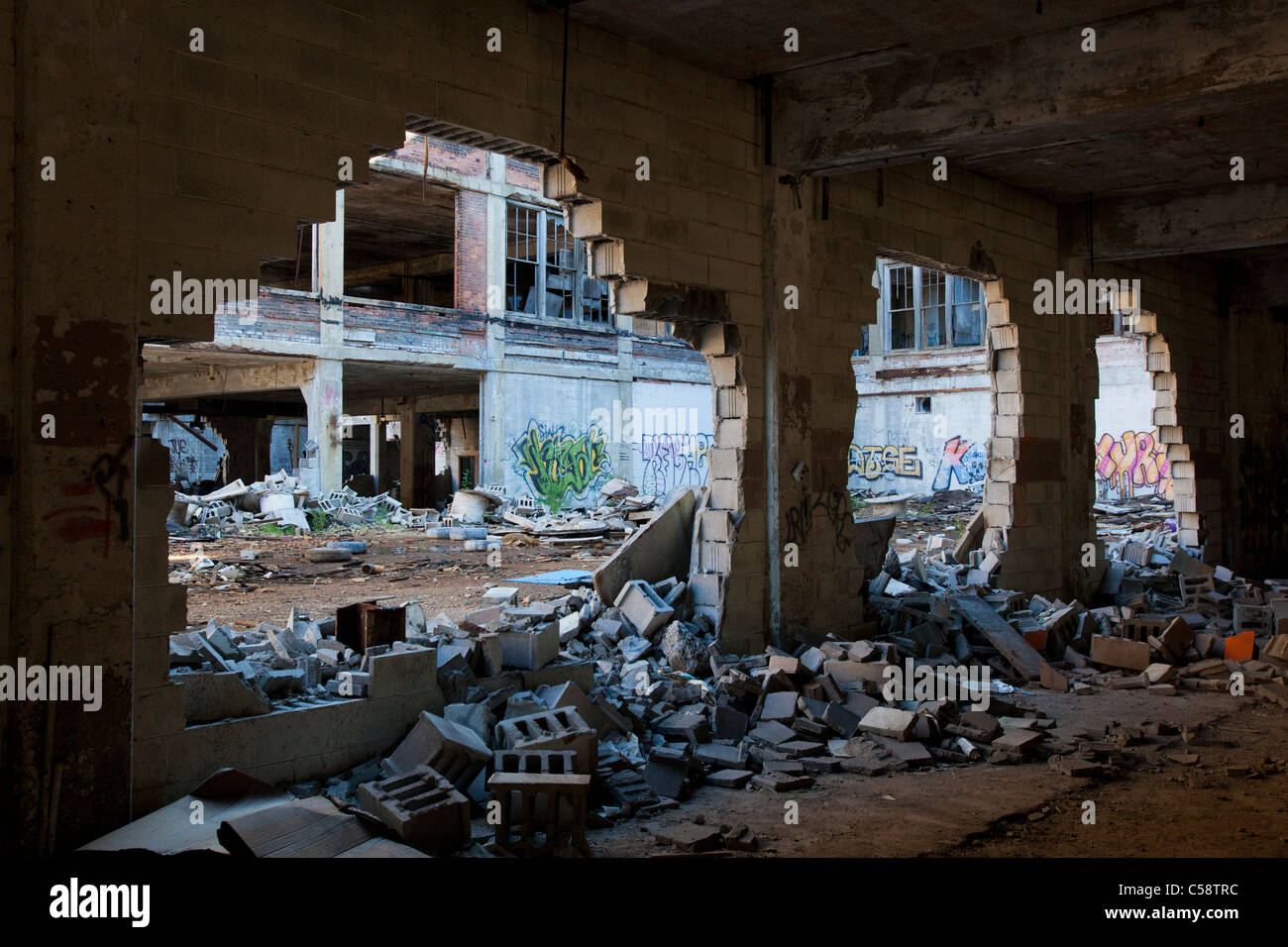 Abandoned Packard Auto Factory Stock Photo