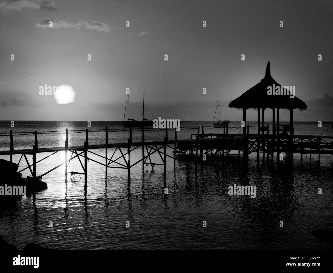 Balaclava Mauritius Jetty At Sunset Stock Photo