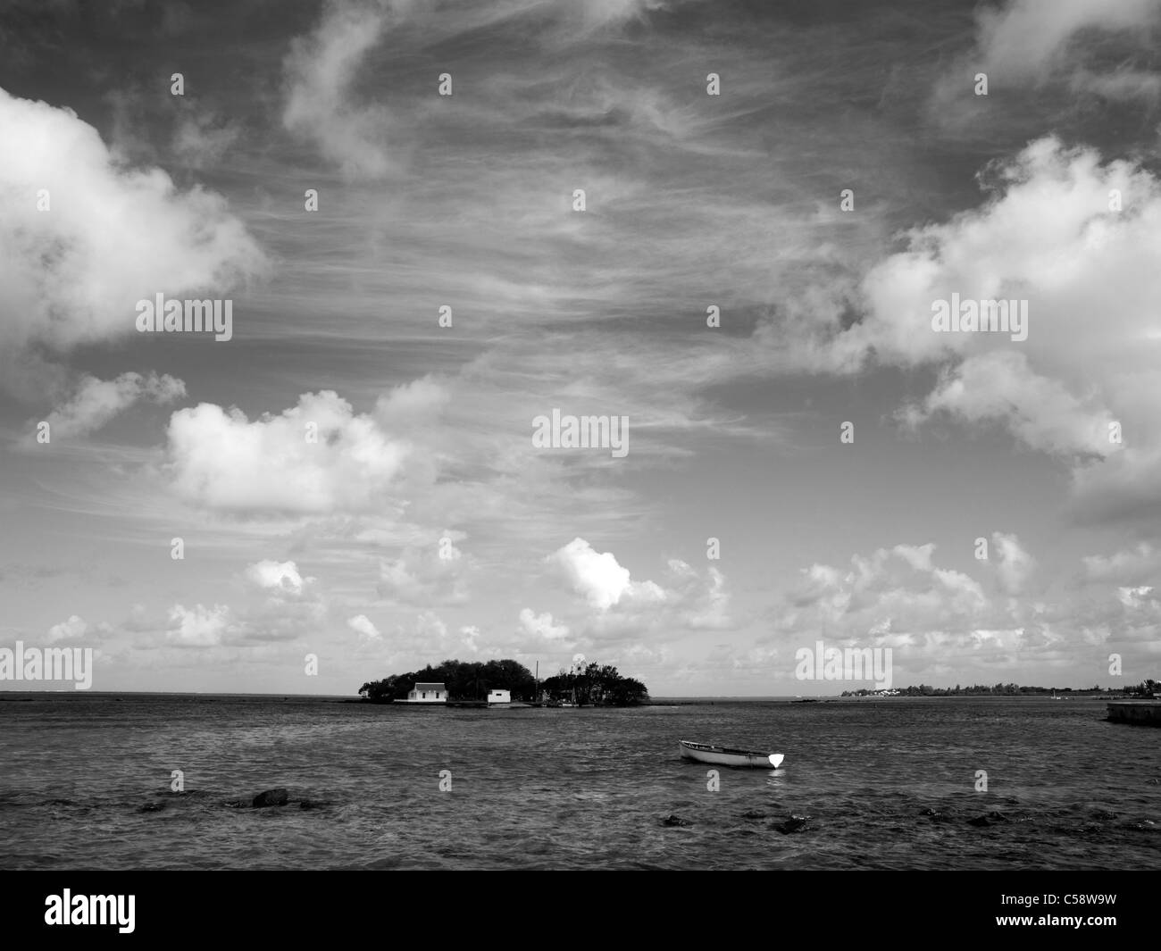 Mahebourg Mauritius Island Indian Ocean and Boat Stock Photo