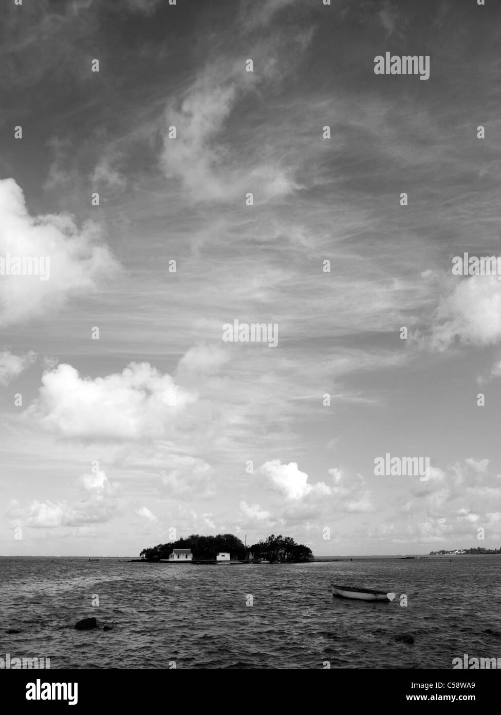 Mahebourg Mauritius Island Indian Ocean and Boat Stock Photo