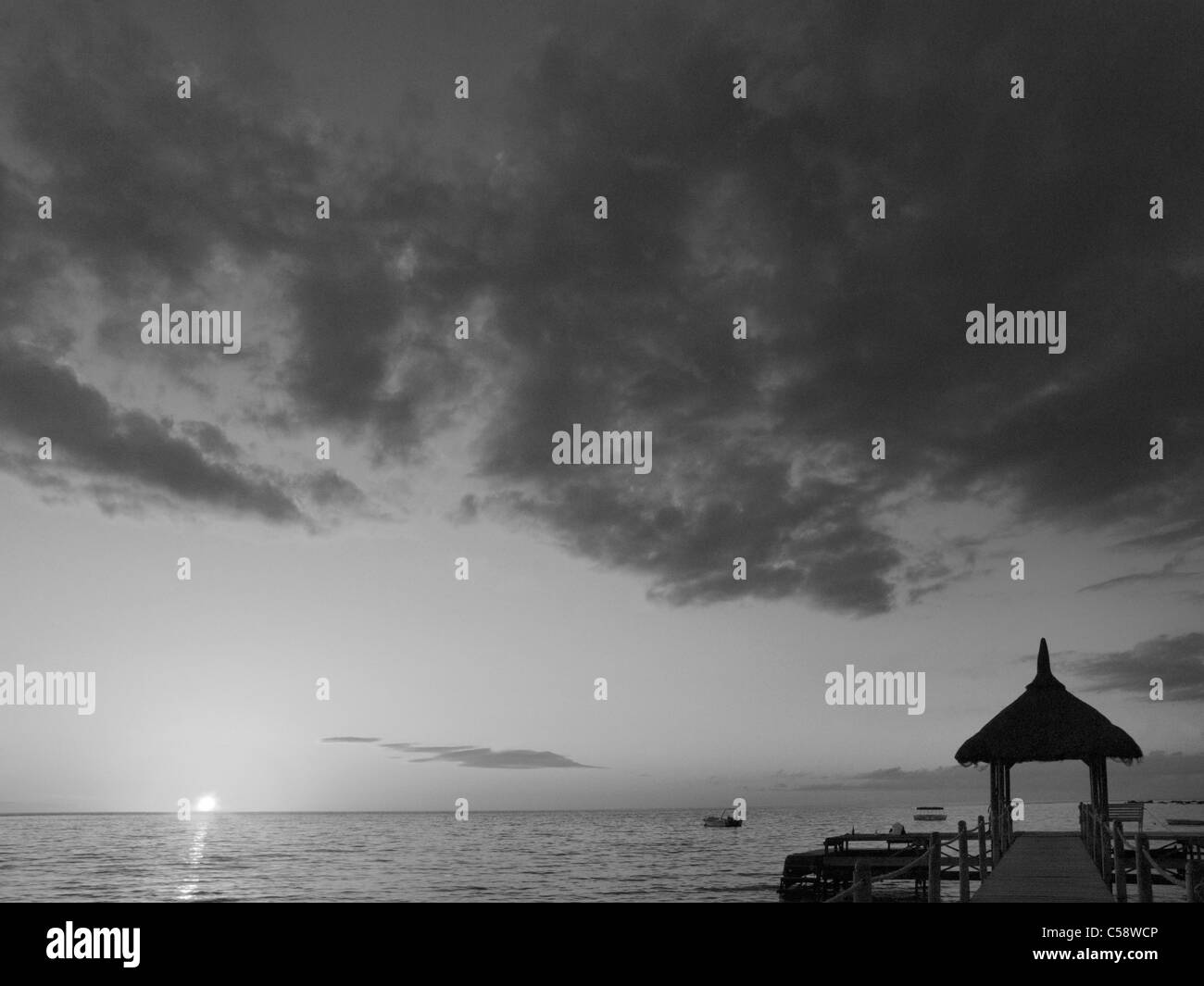 Balaclava Mauritius Jetty At Sunset Stock Photo