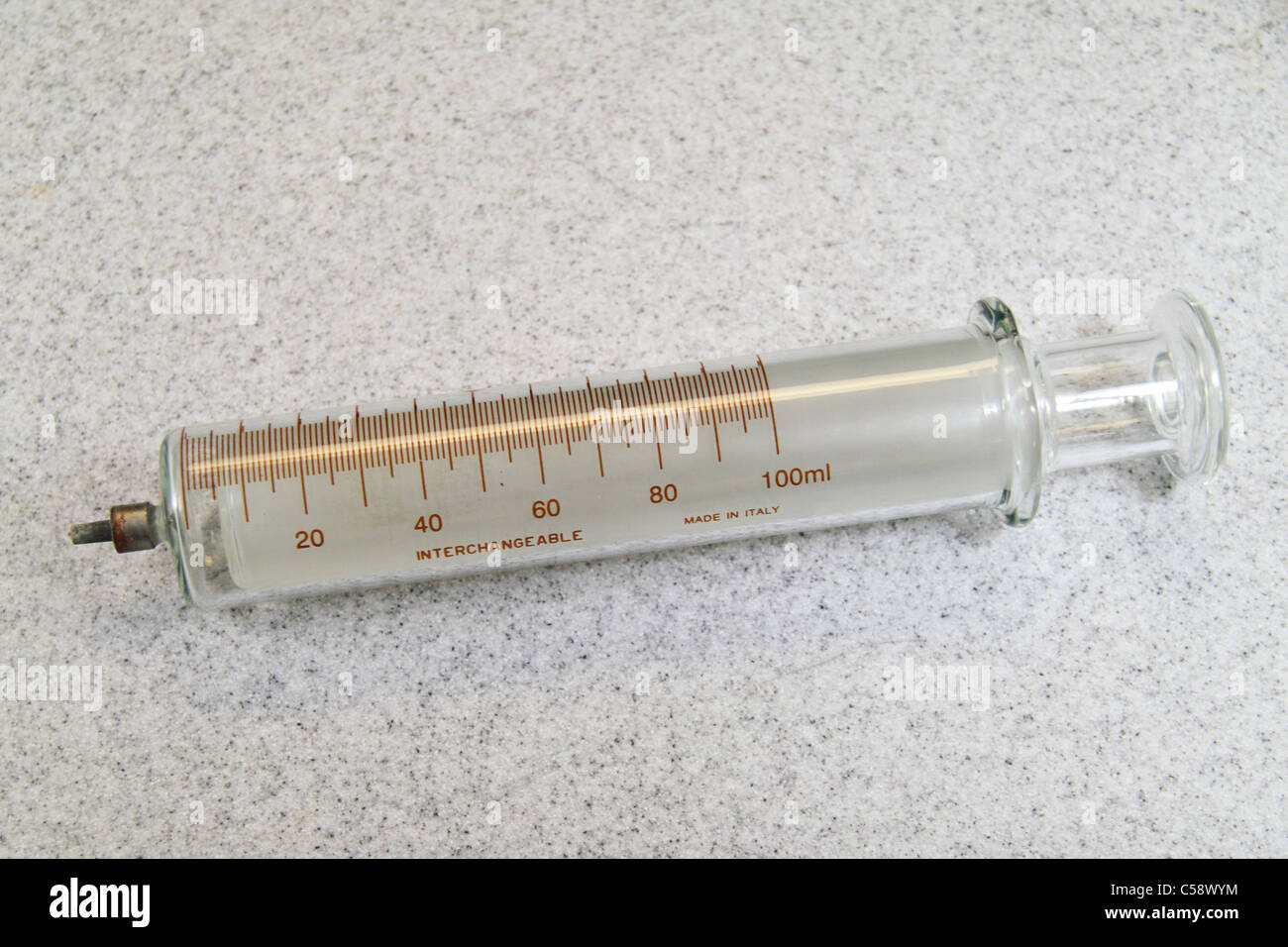 UK British school gas syringe sitting on a lab table Stock Photo Alamy