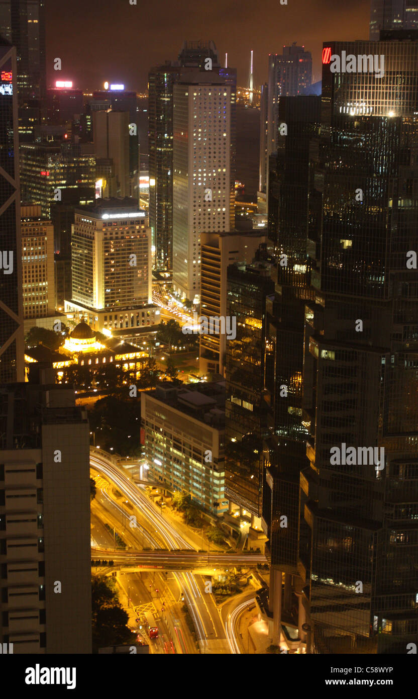 Downtown Hong Kong at Night Stock Photo - Alamy