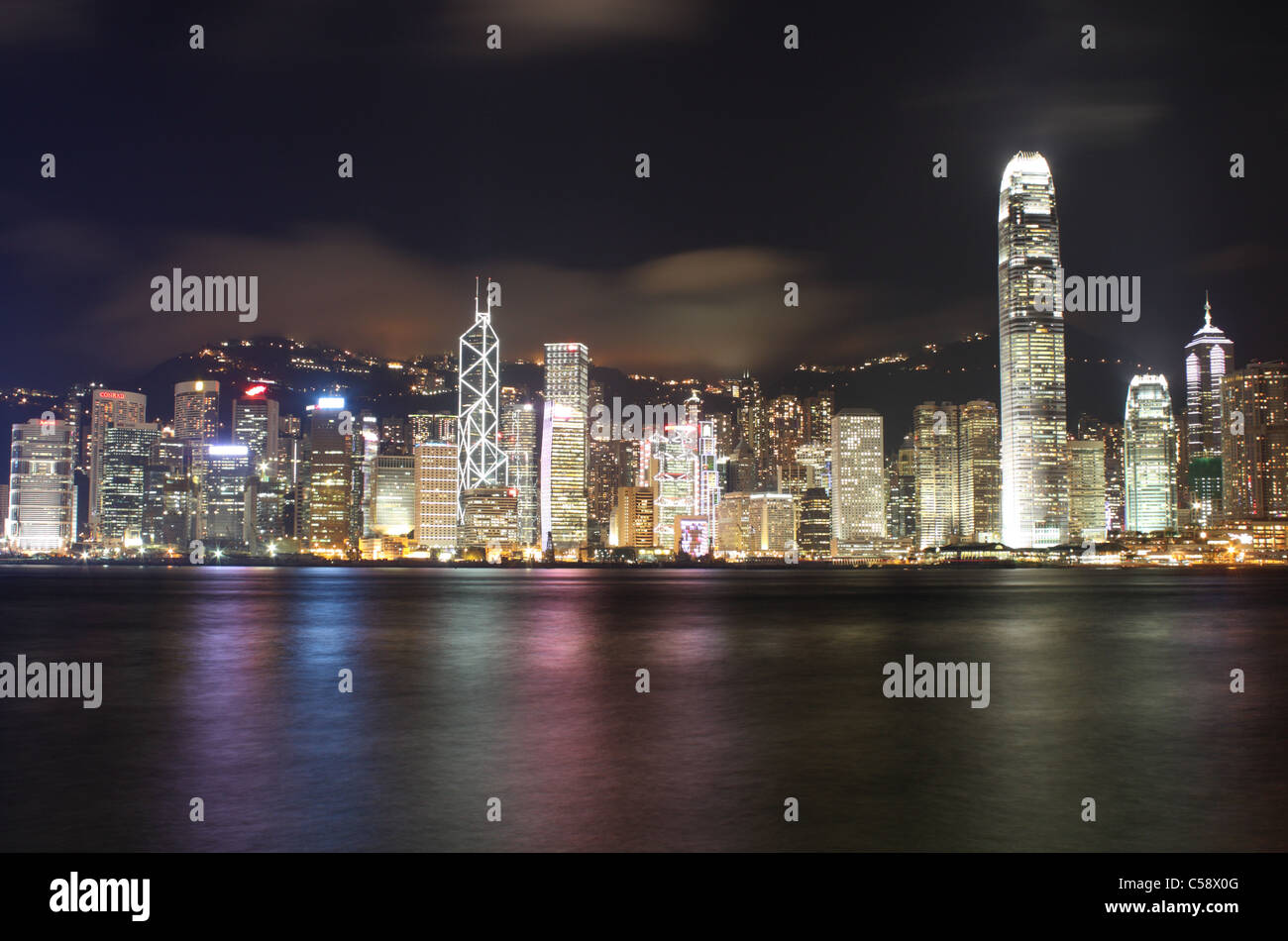 Hong Kong Island Skyline at Night Stock Photo - Alamy