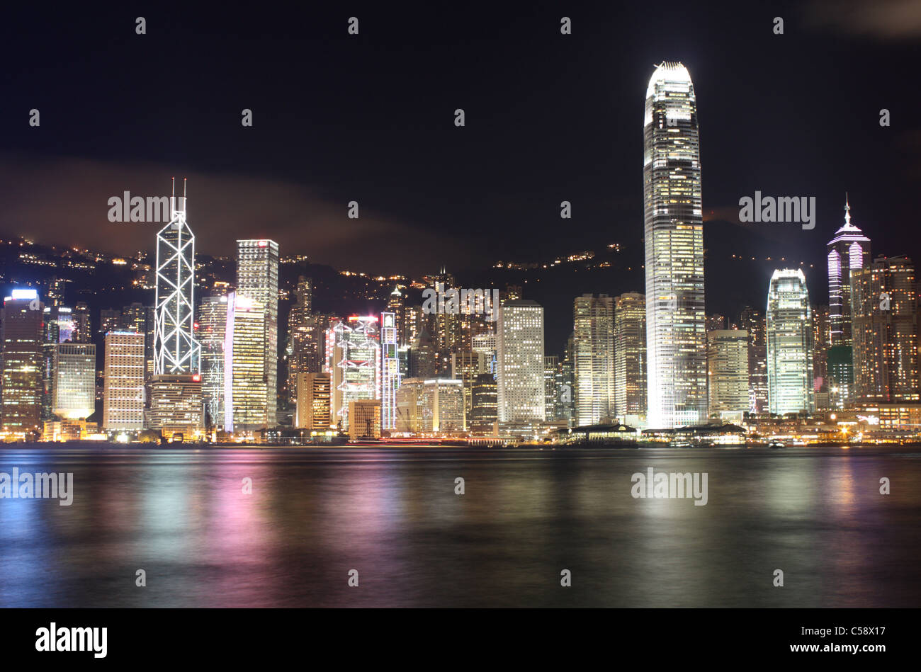 Hong Kong Island Skyline at Night Stock Photo - Alamy