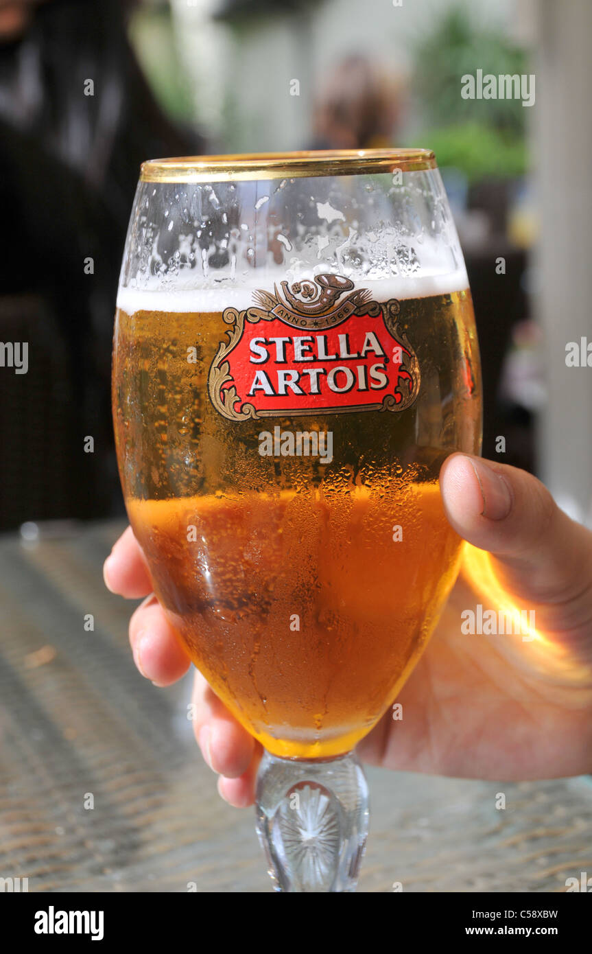Stella artois beer glass lager hi-res stock photography and images - Alamy