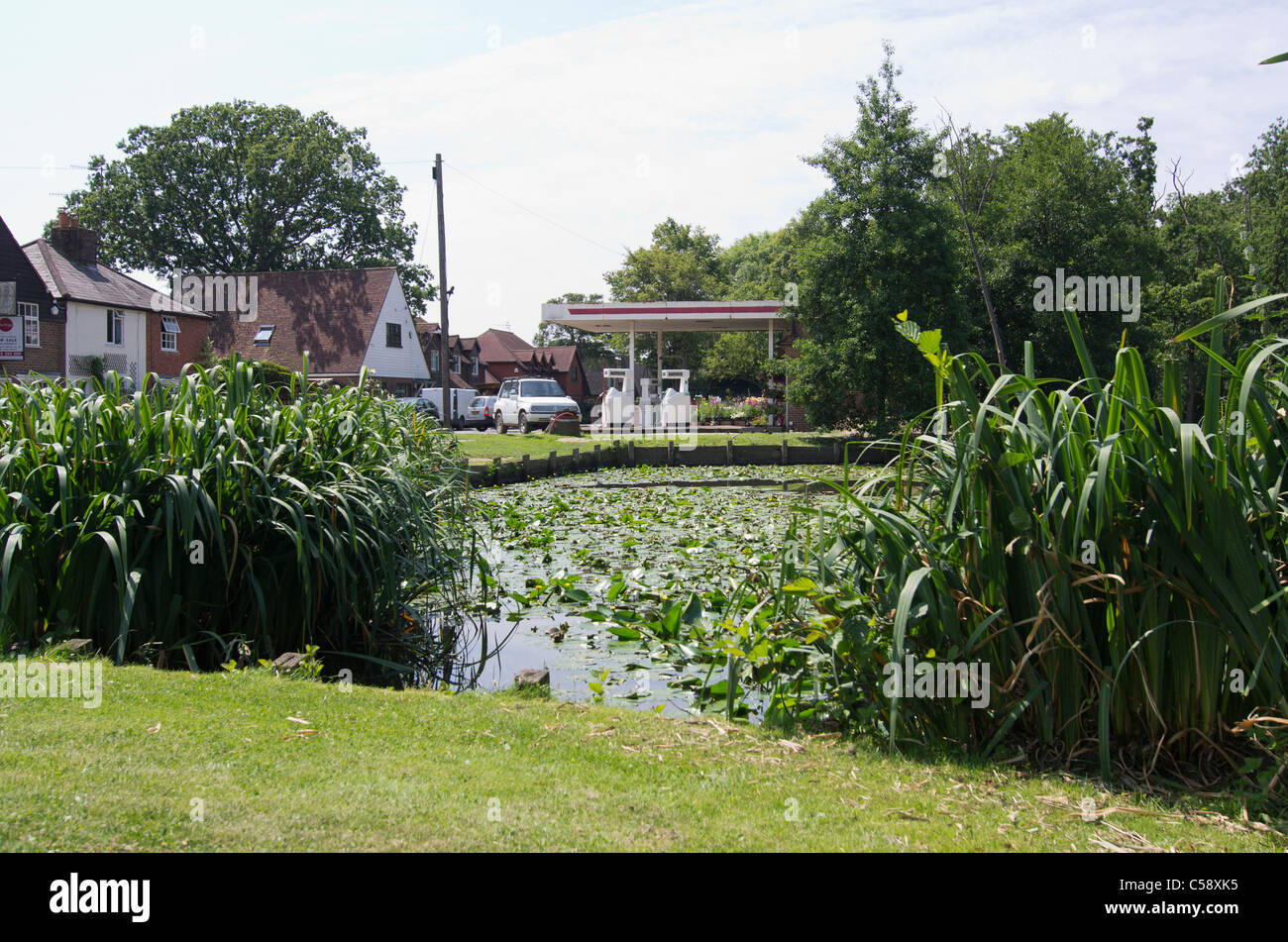 An typical English village, Four Elms, near Edenbridge, Kent, with pond