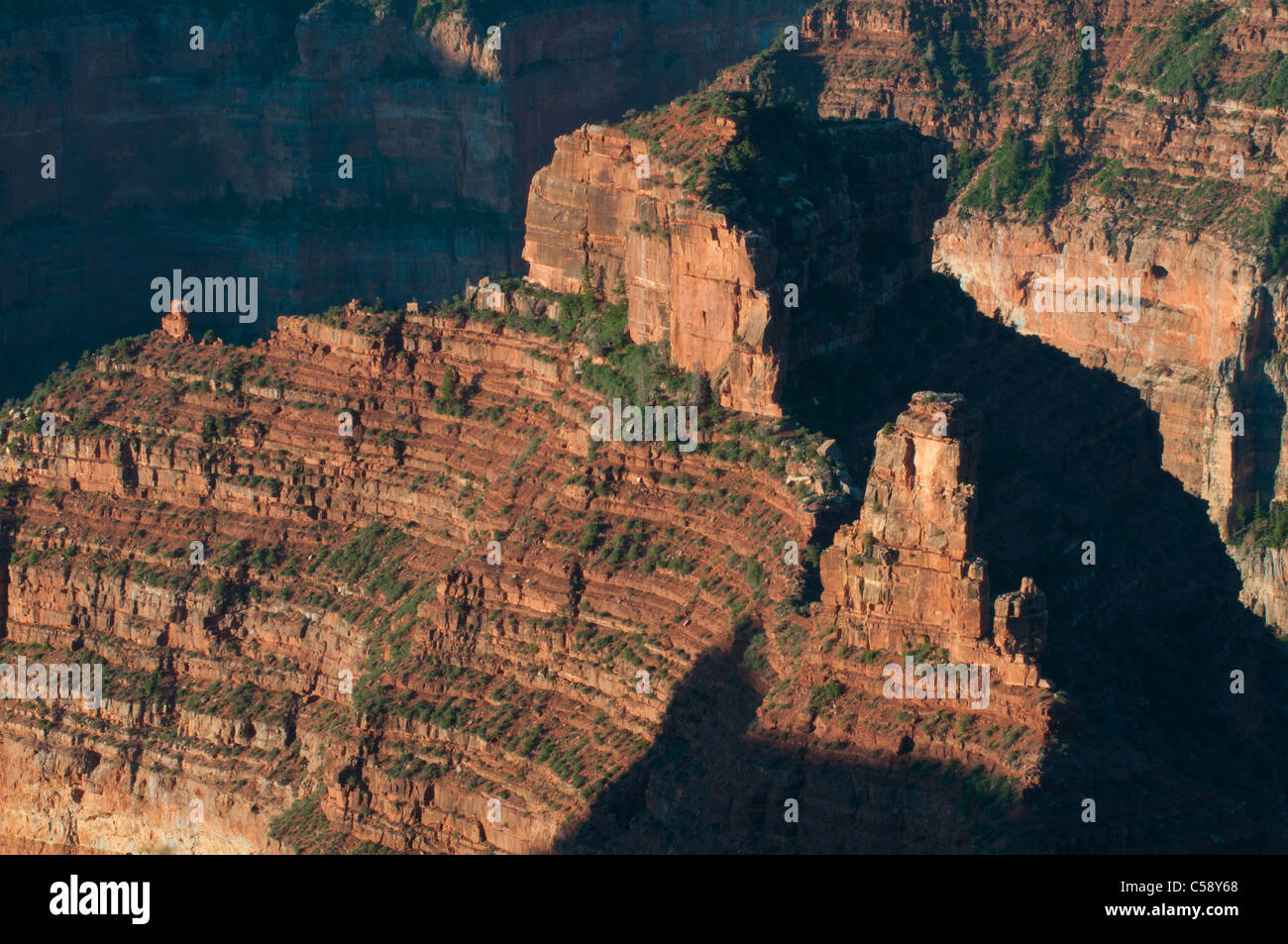 Morning sunlight on the canyon walls around Point Imperial Stock Photo