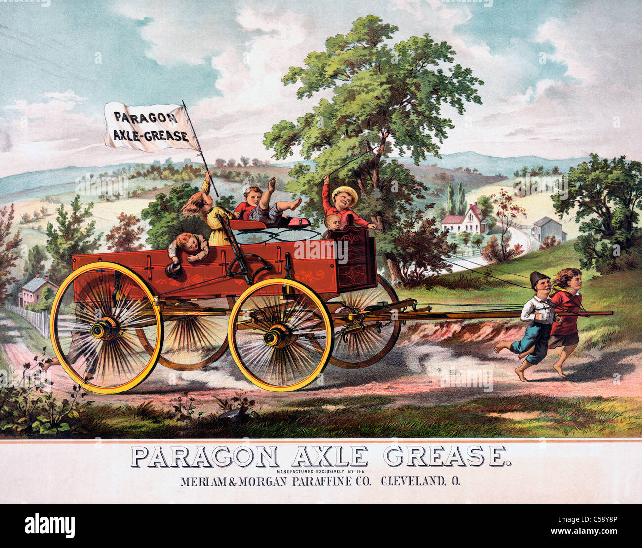Paragon axle grease advertisement, circa 1880 Stock Photo