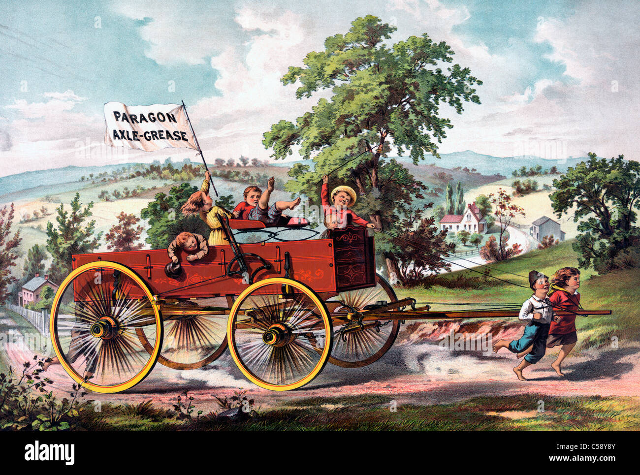 Paragon axle grease advertisement, circa 1880 Stock Photo