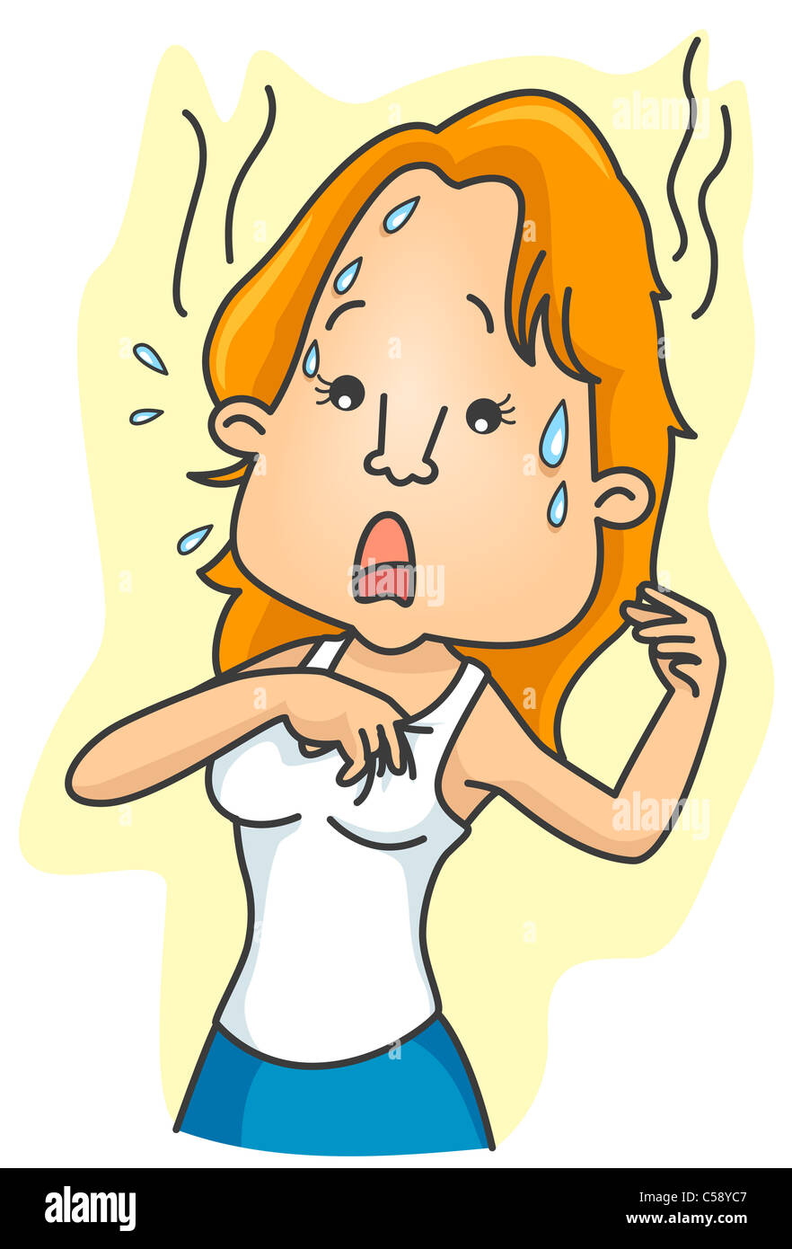 A Blonde Woman Sweating Profusely Stock Photo Alamy