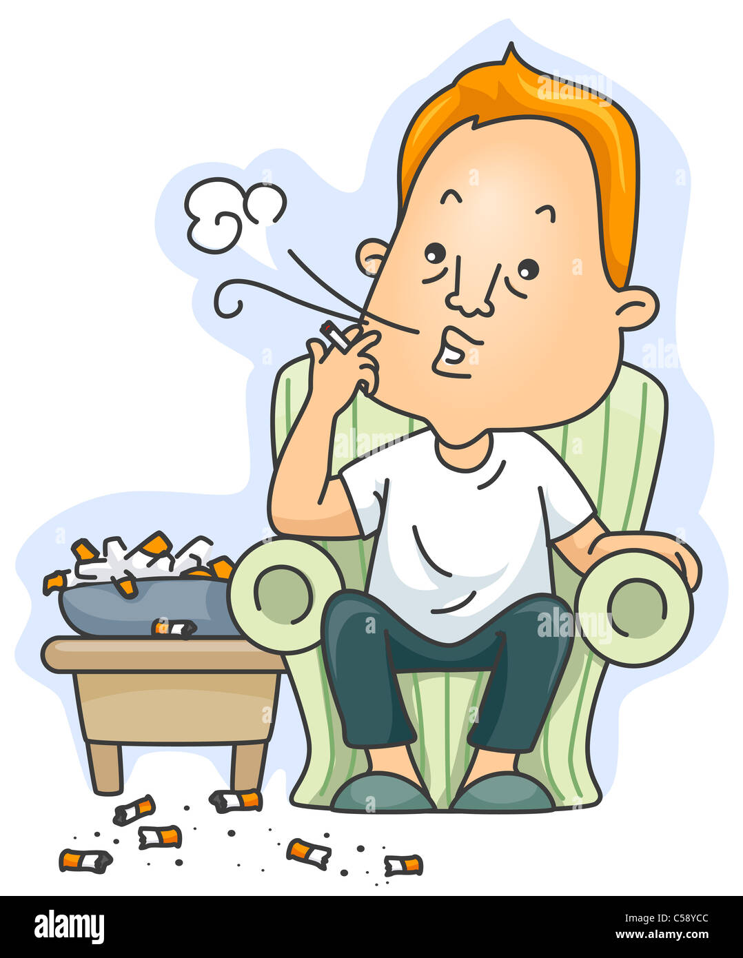 person smoking cartoon