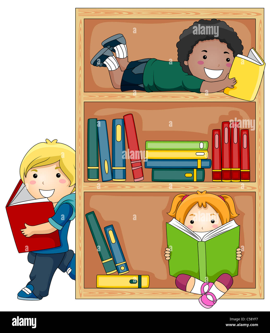 A Small Group of Kids Reading Books Stock Photo Alamy