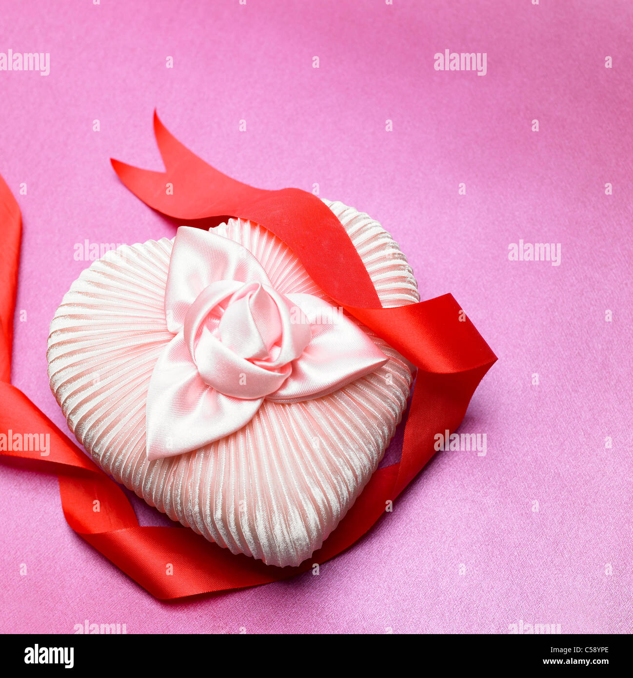 Close-up of Heart shape gift Stock Photo