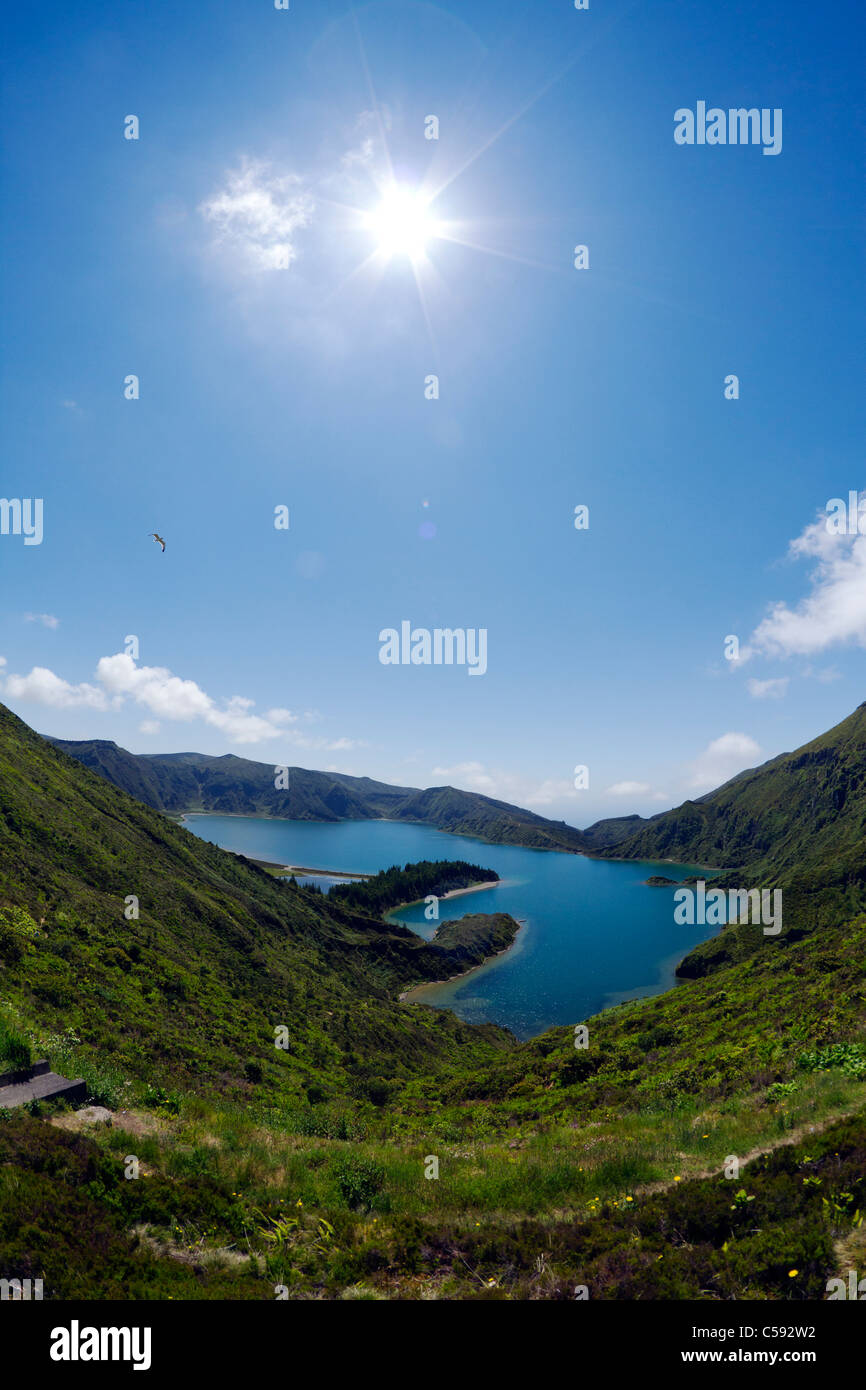 Lagoa do Fogo - the Fire Lake, a famous crater lake in São Miguel island, Azores. Stock Photo